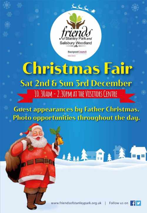 Christmas Fair at Stanley Park Visitor Centre Blackpool  Saturday and sunday 2nd and 3rd December 2023.  Santa 