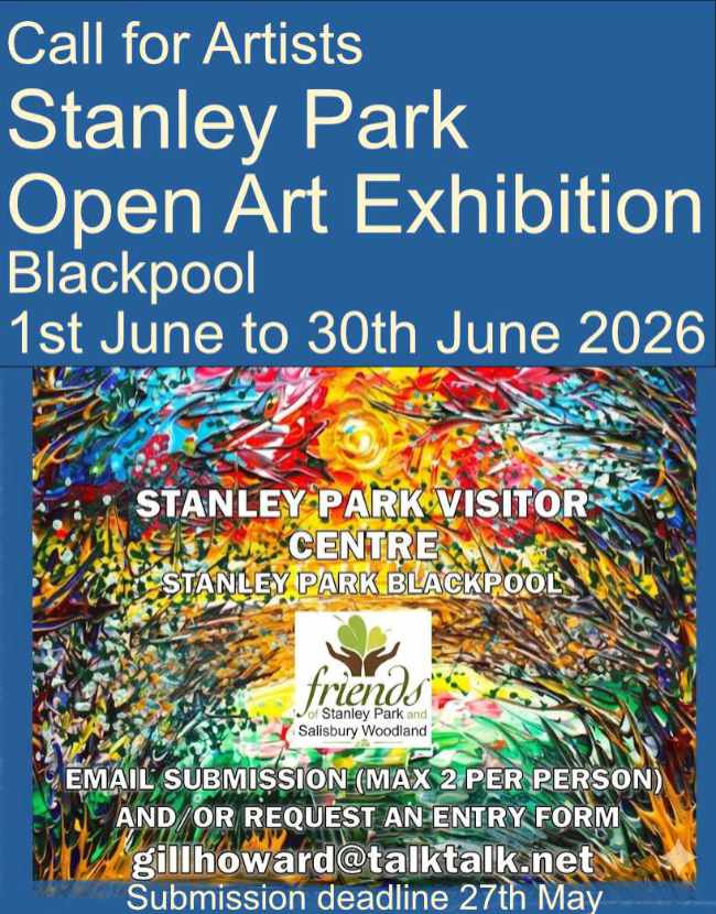 Friends of Stanley Park Blackpool Open Art Exhibition 1st June to 30th June.