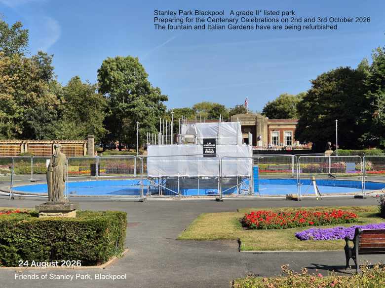 Stanley Park Fountain being refurbished for the Centenary Celebration to be held on 2nd and 3rd October 2026.